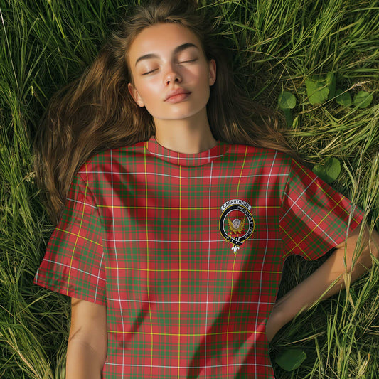 Clan Carruthers Tartan Women T Shirt Crest And Plaid Basic Style