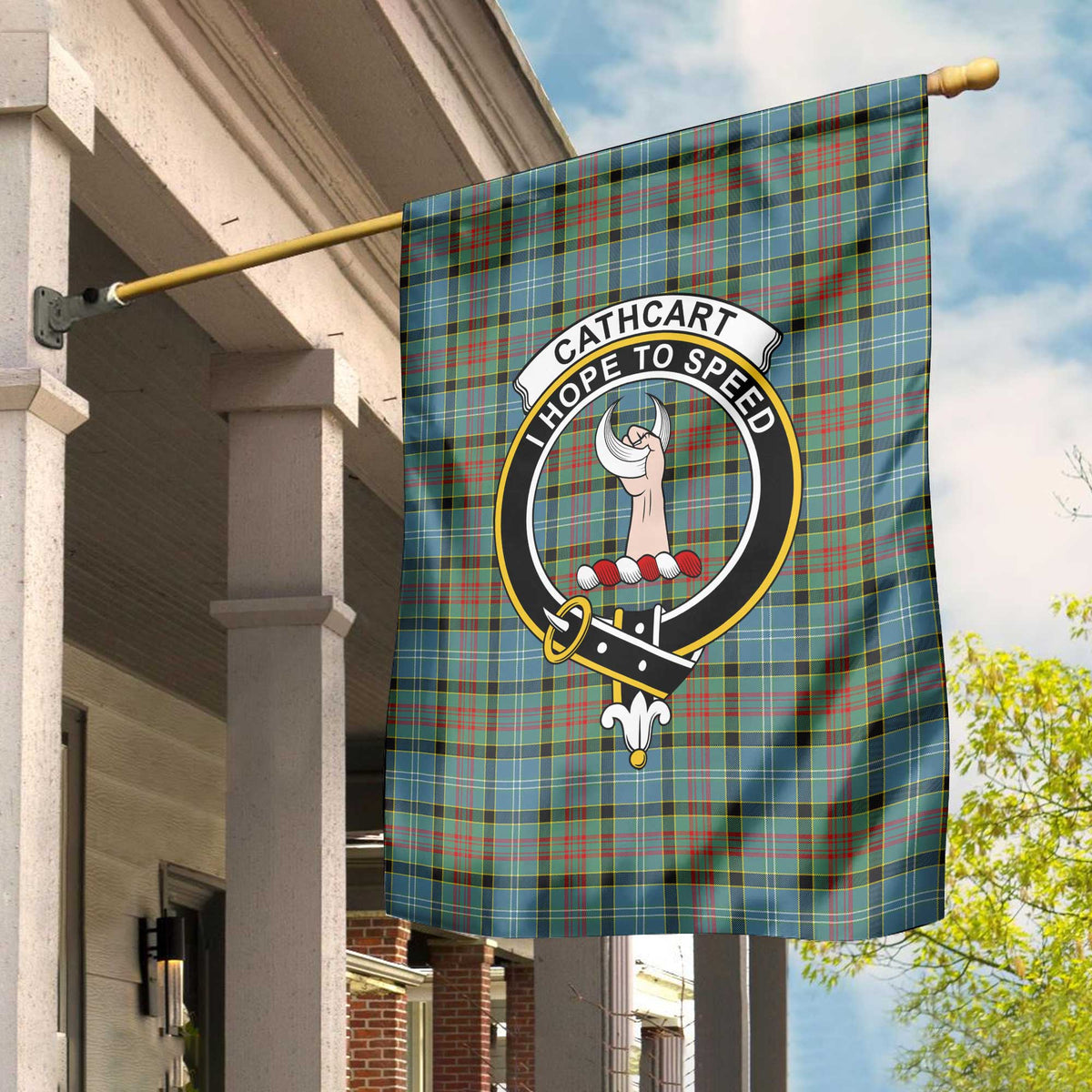 Clan Cathcart Tartan Garden Flag Crest And Plaid Basic Style