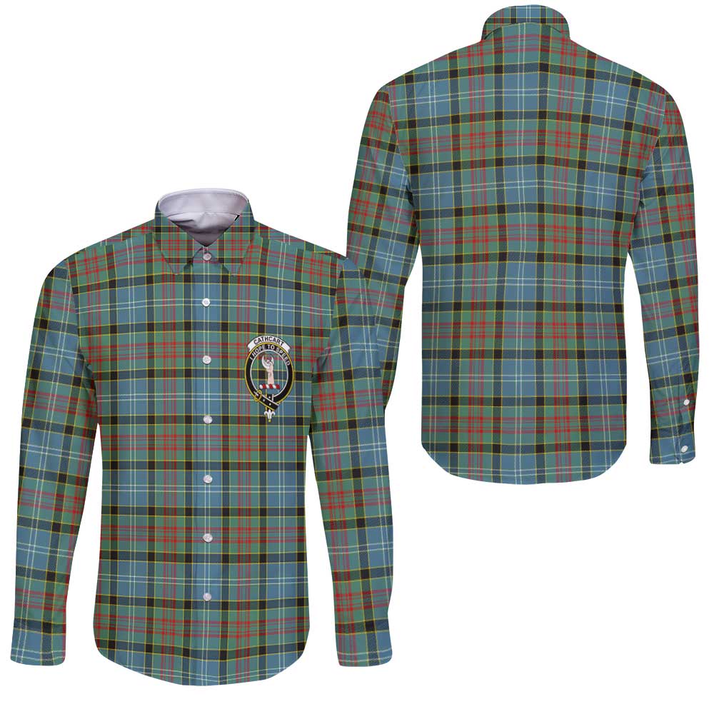 Clan Cathcart Tartan Long Sleeve Button Shirt Crest And Plaid Basic Style