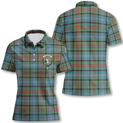 Clan Cathcart Tartan Women Polo Shirt Crest And Plaid Basic Style