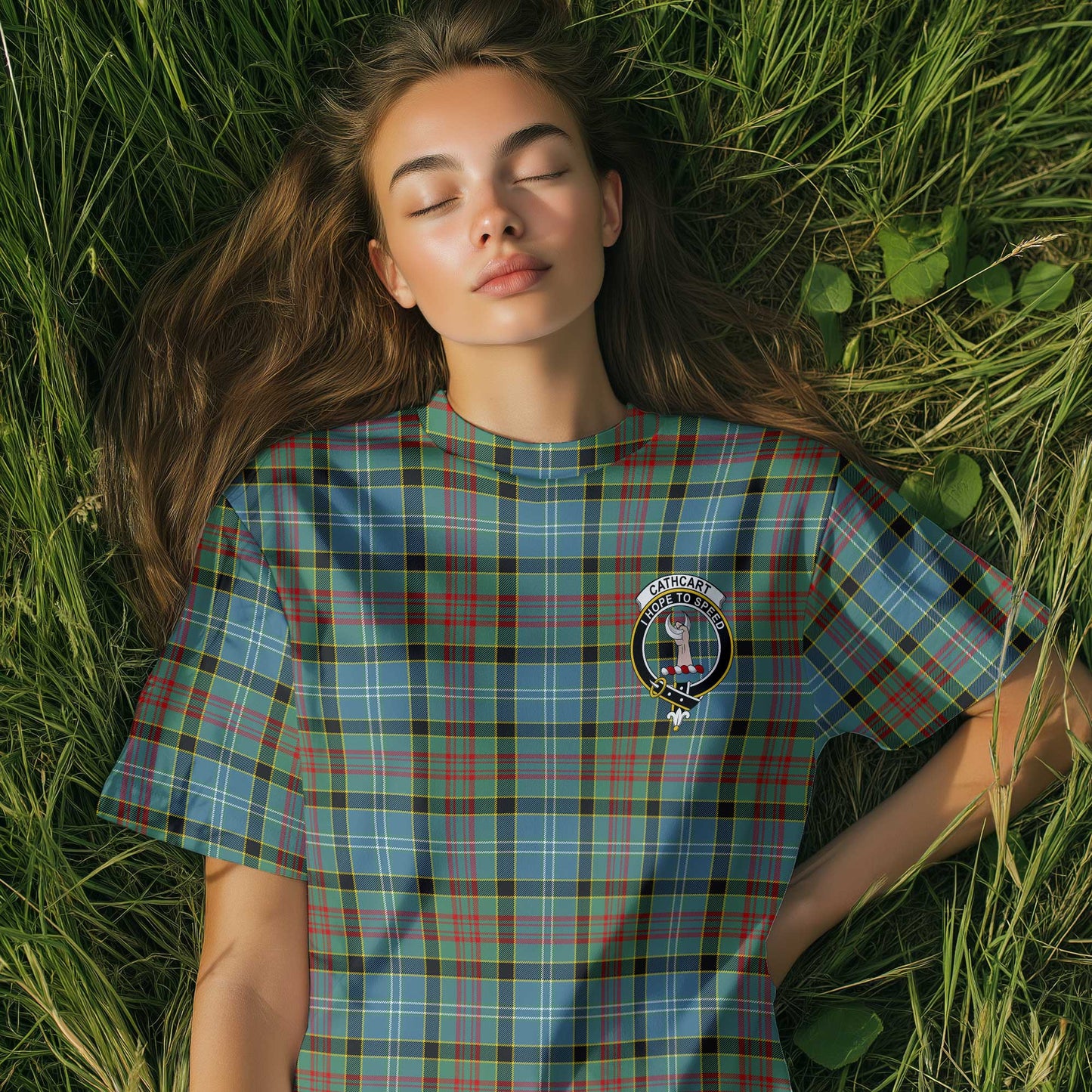 Clan Cathcart Tartan Women T Shirt Crest And Plaid Basic Style