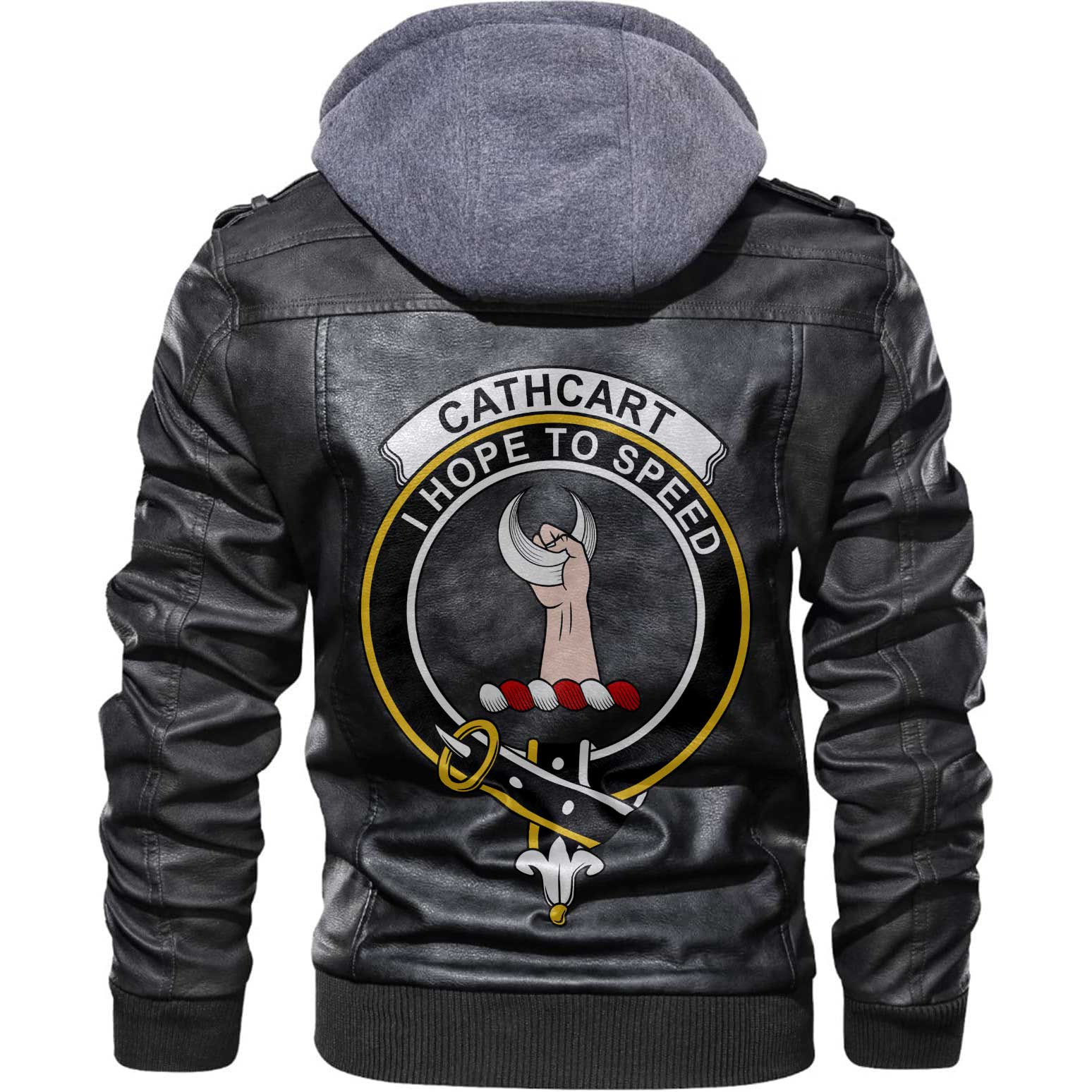 Clan Cathcart Tartan Zip Leather Jacket Crest And Plaid Basic Style
