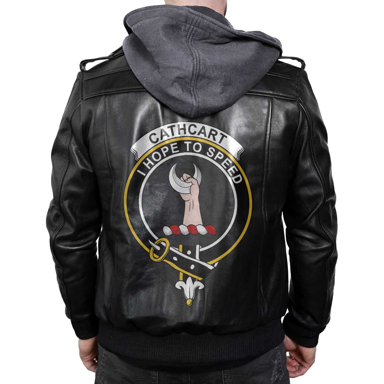 Clan Cathcart Tartan Zip Leather Jacket Crest And Plaid Basic Style