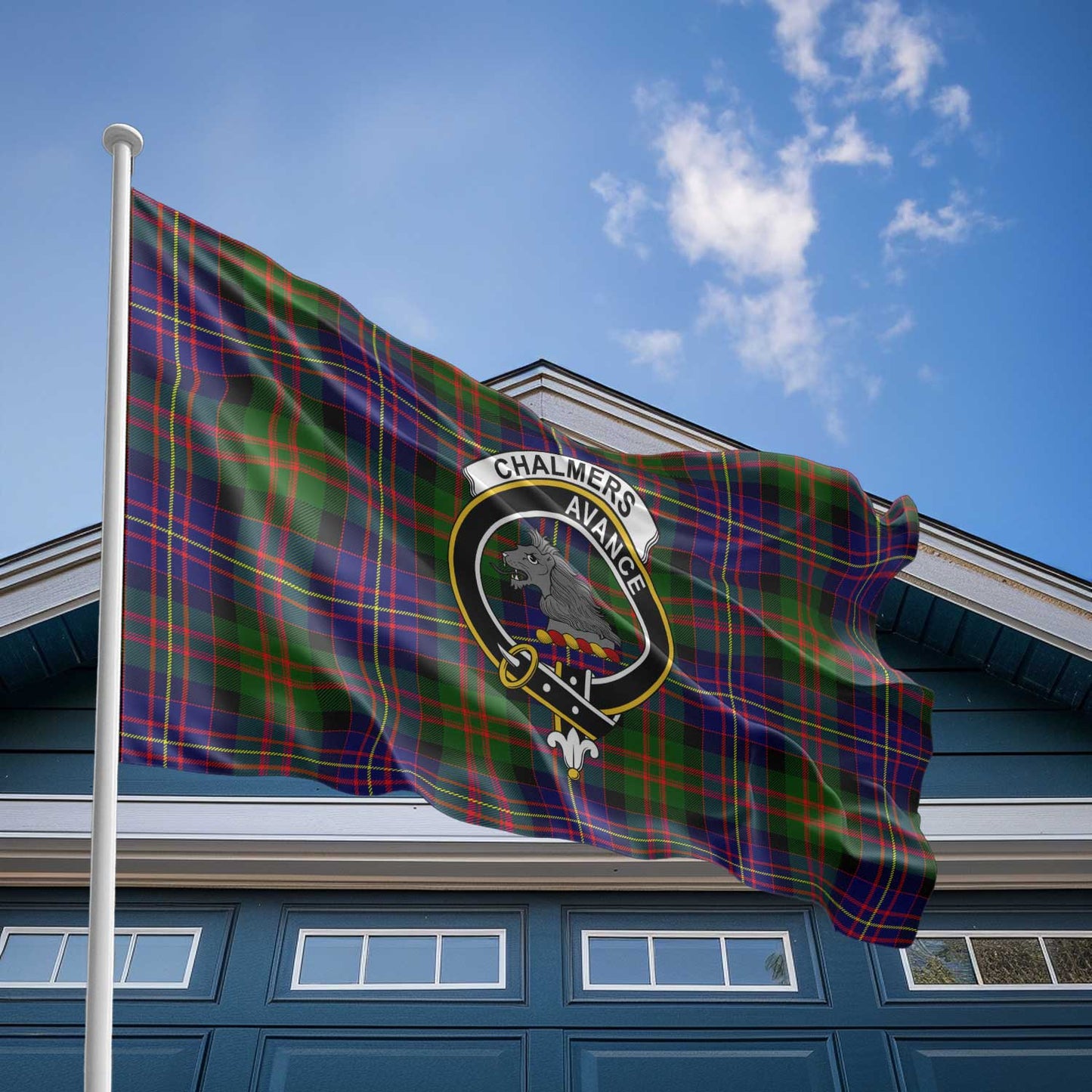 Clan Chalmers Tartan Flag Crest And Plaid Basic Style