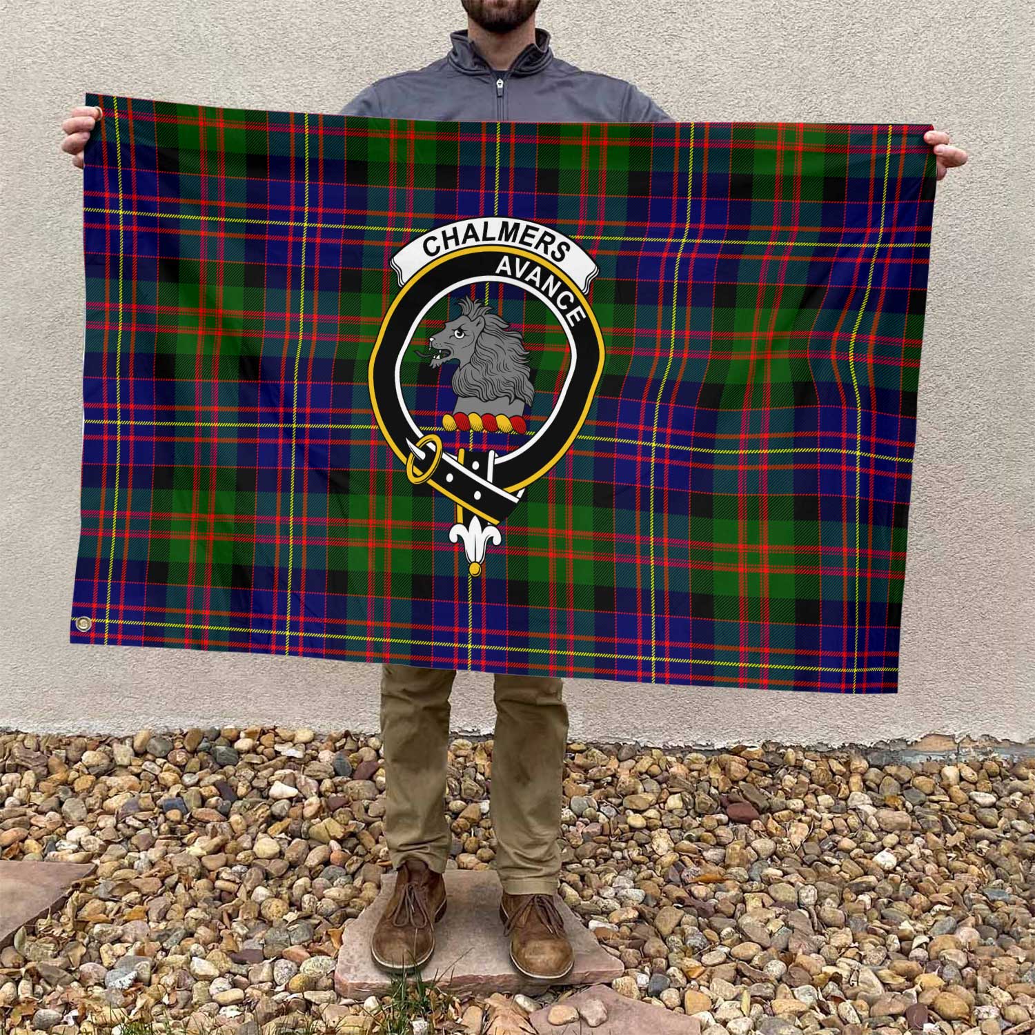 Clan Chalmers Tartan Flag Crest And Plaid Basic Style