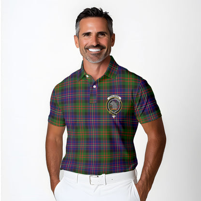 Clan Chalmers Tartan Golf Men Polo Shirt Crest And Plaid Basic Style