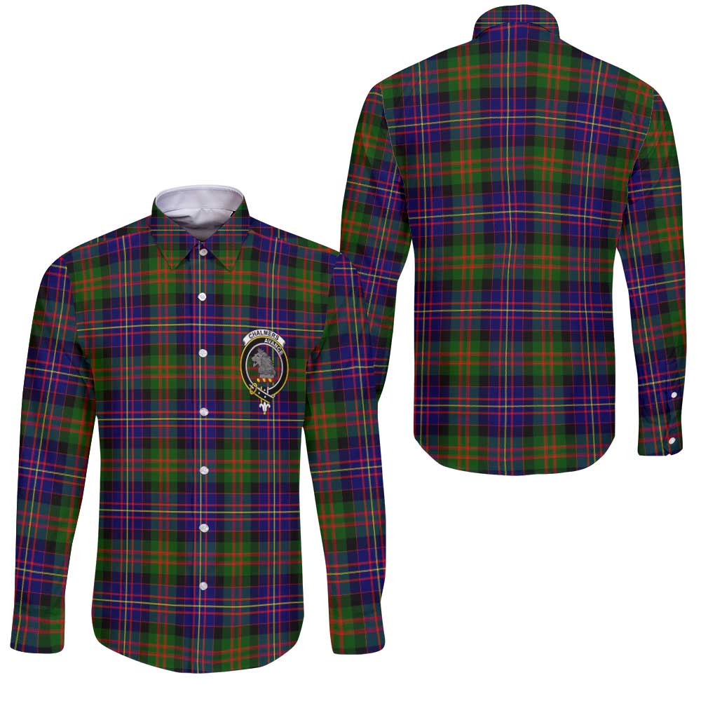 Clan Chalmers Tartan Long Sleeve Button Shirt Crest And Plaid Basic Style
