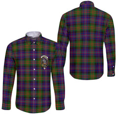 Clan Chalmers Tartan Long Sleeve Button Shirt Crest And Plaid Basic Style