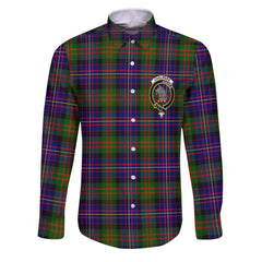Clan Chalmers Tartan Long Sleeve Button Shirt Crest And Plaid Basic Style