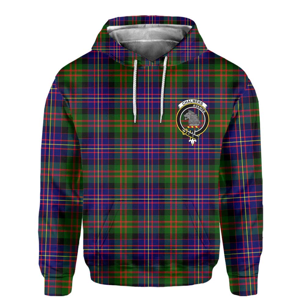 Clan Chalmers Tartan Men Hoodie Crest And Plaid Basic Style