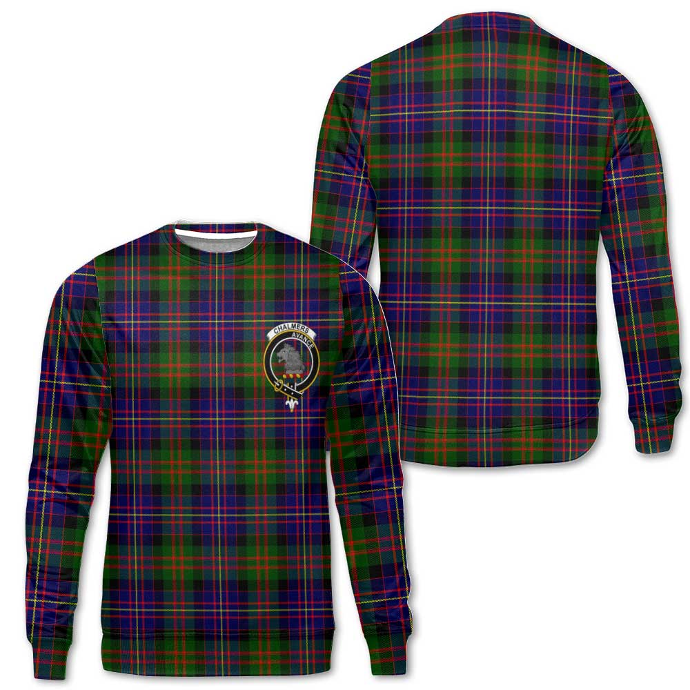 Clan Chalmers Tartan Men Sweatshirt Crest And Plaid Basic Style