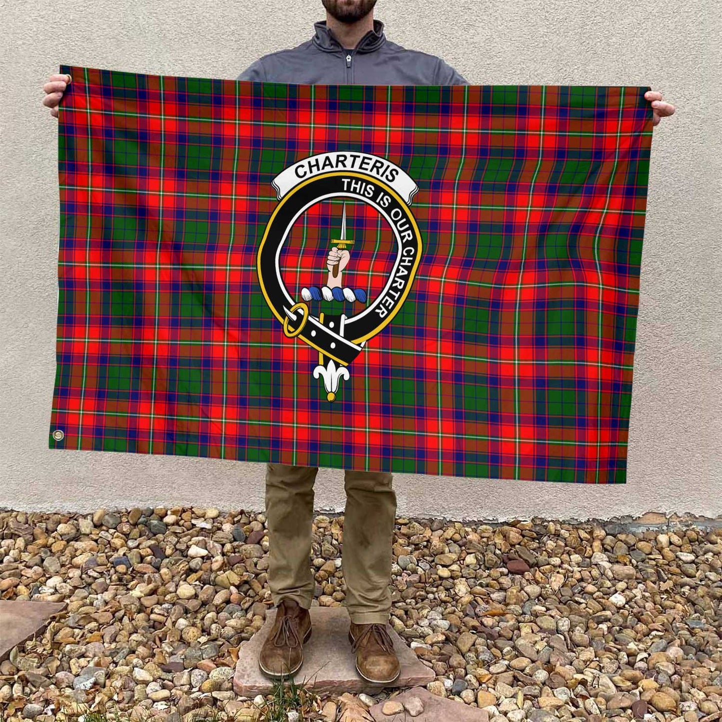 Clan Charteris Earl Of Wemyss Tartan Flag 1 Crest And Plaid Basic Style Tartan House Flag Crest And Plaid Basic Style