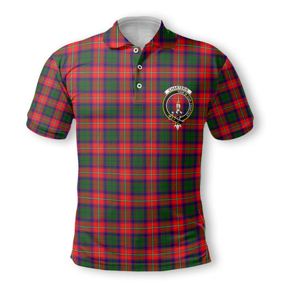 Clan Charteris Tartan Golf Men Polo Shirt Crest And Plaid Basic Style