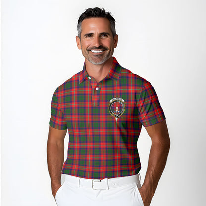 Clan Charteris Tartan Golf Men Polo Shirt Crest And Plaid Basic Style