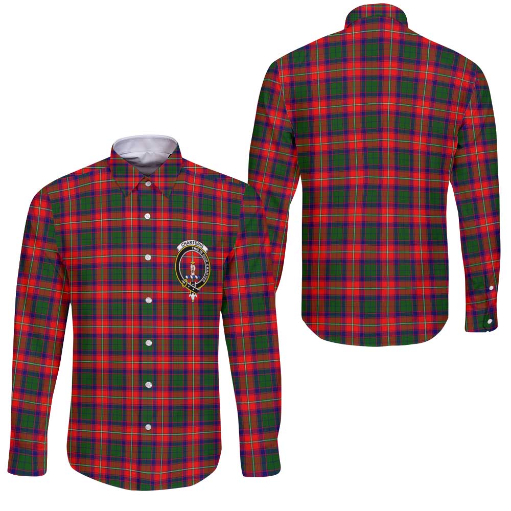 Clan Charteris Tartan Long Sleeve Button Shirt Crest And Plaid Basic Style
