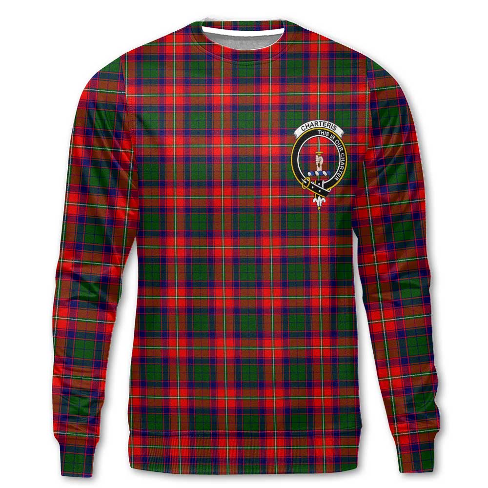 Clan Charteris Tartan Men Sweatshirt Crest And Plaid Basic Style