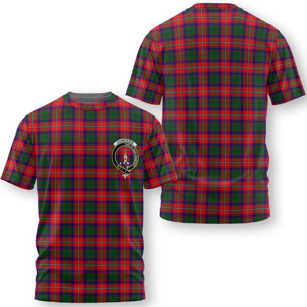 Clan Charteris Tartan Men T Shirt Crest And Plaid Basic Style