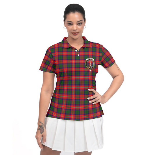 Clan Charteris Tartan Women Polo Shirt Crest And Plaid Basic Style