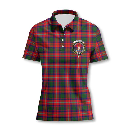 Clan Charteris Tartan Women Polo Shirt Crest And Plaid Basic Style