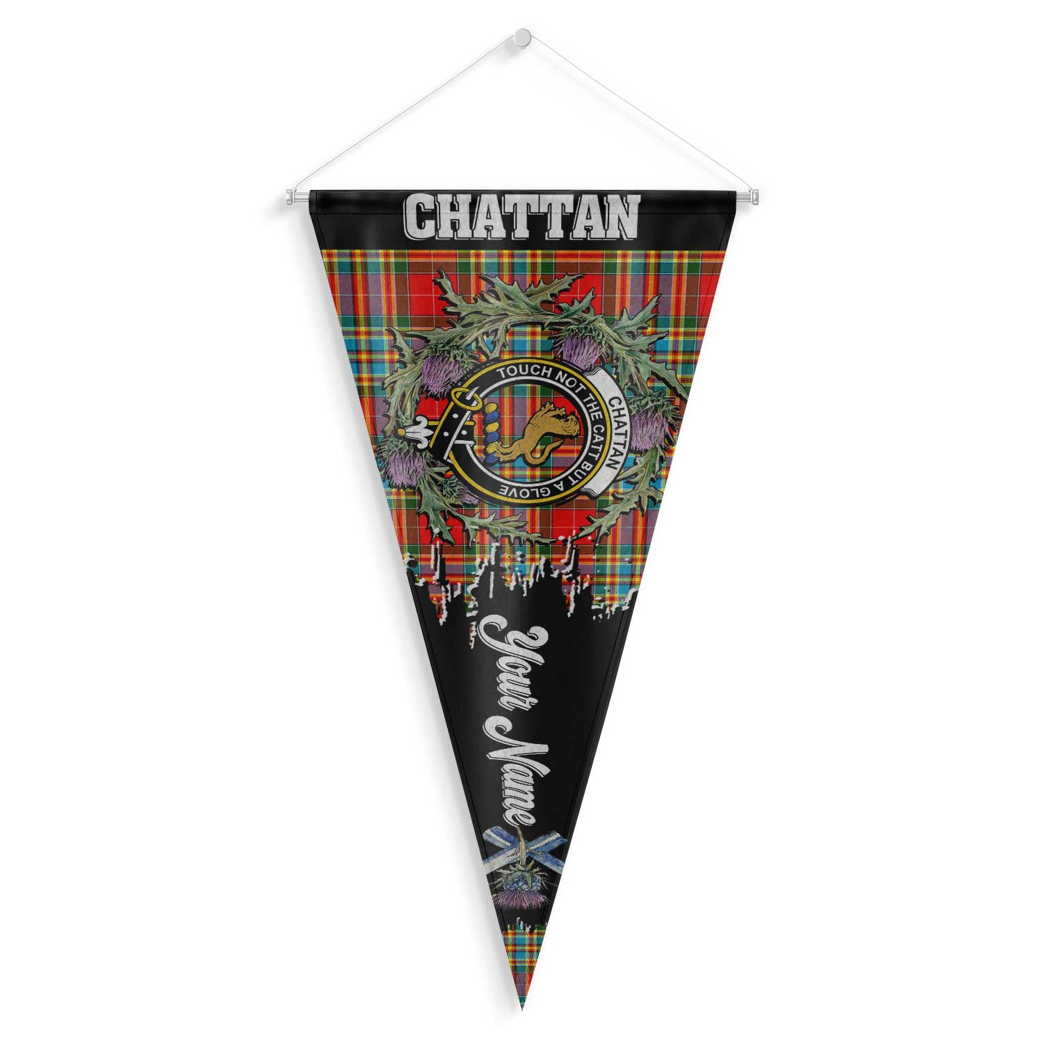 Clan Chattan Tartan Felt Pennant Crest And Plaid Basic Style