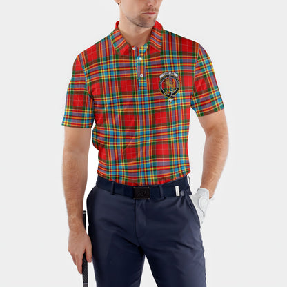 Clan Chattan Tartan Golf Men Polo Shirt Crest And Plaid Basic Style