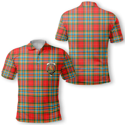 Clan Chattan Tartan Golf Men Polo Shirt Crest And Plaid Basic Style