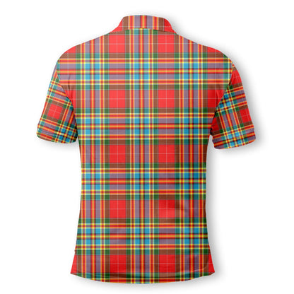 Clan Chattan Tartan Golf Men Polo Shirt Crest And Plaid Basic Style