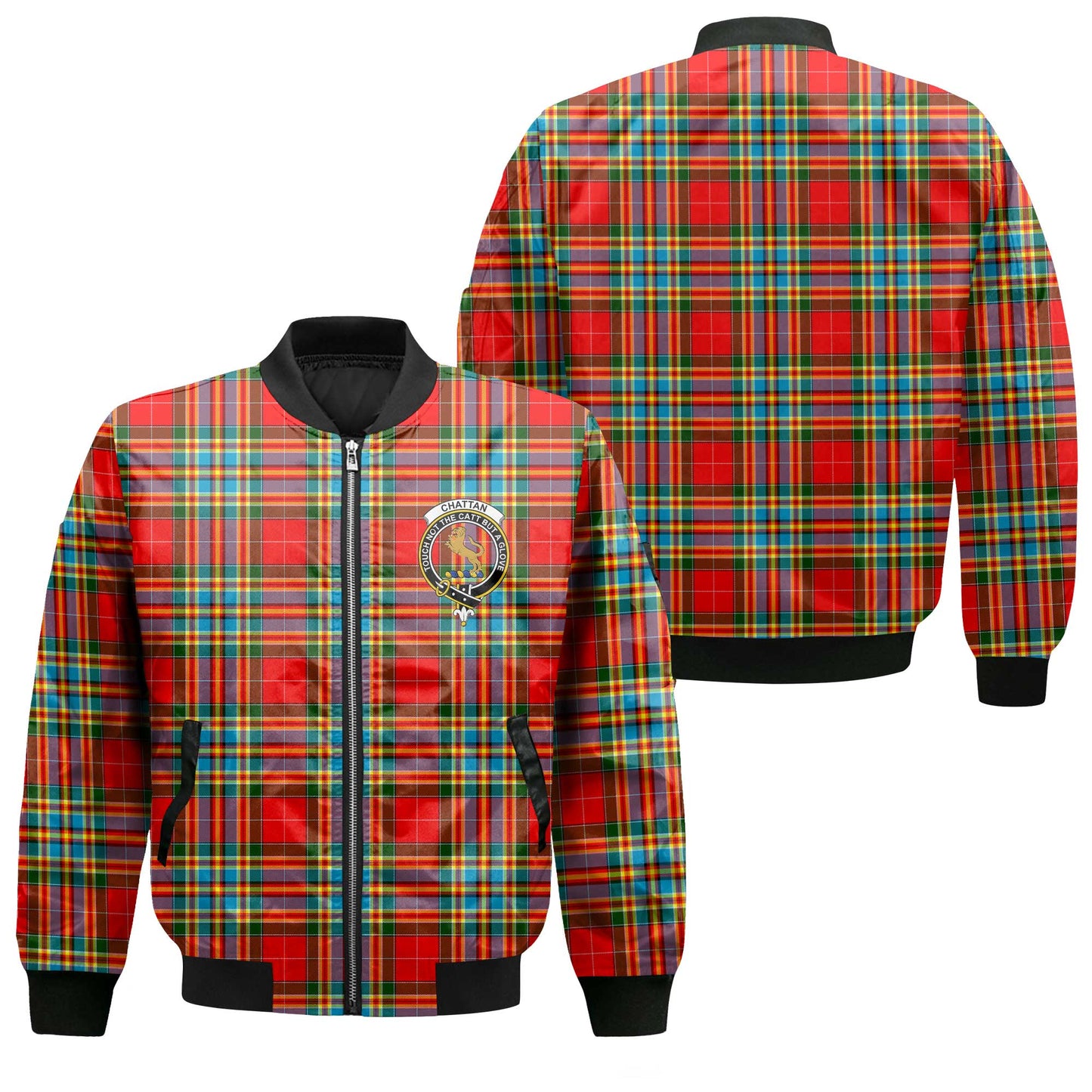 Clan Chattan Tartan Men Bomber Jacket Crest And Plaid Basic Style