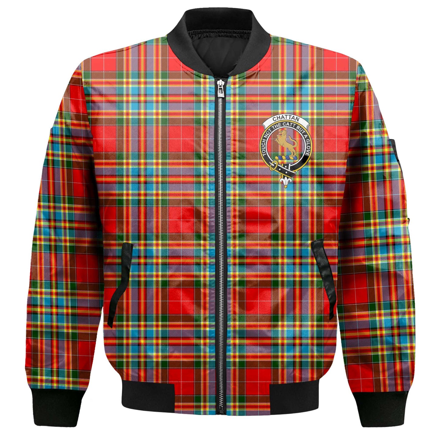 Clan Chattan Tartan Men Bomber Jacket Crest And Plaid Basic Style