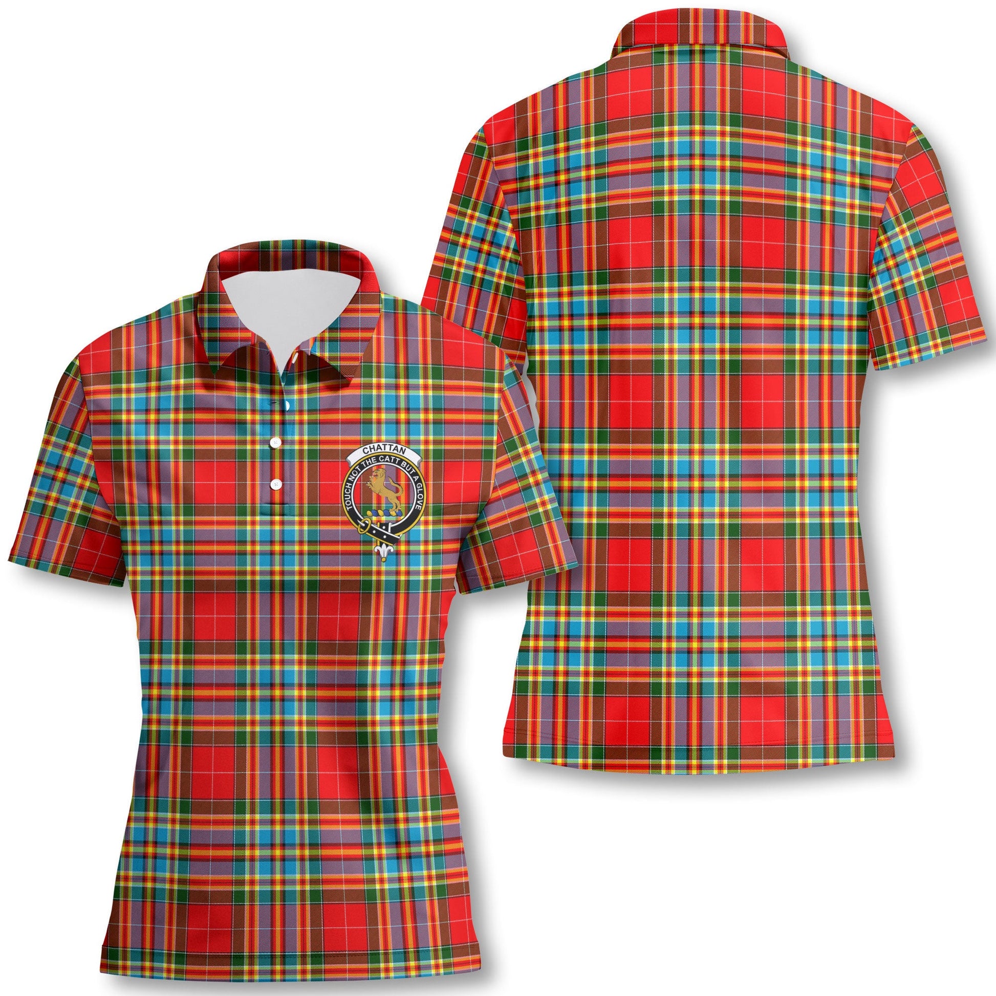 Clan Chattan Tartan Women Polo Shirt Crest And Plaid Basic Style