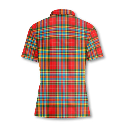 Clan Chattan Tartan Women Polo Shirt Crest And Plaid Basic Style