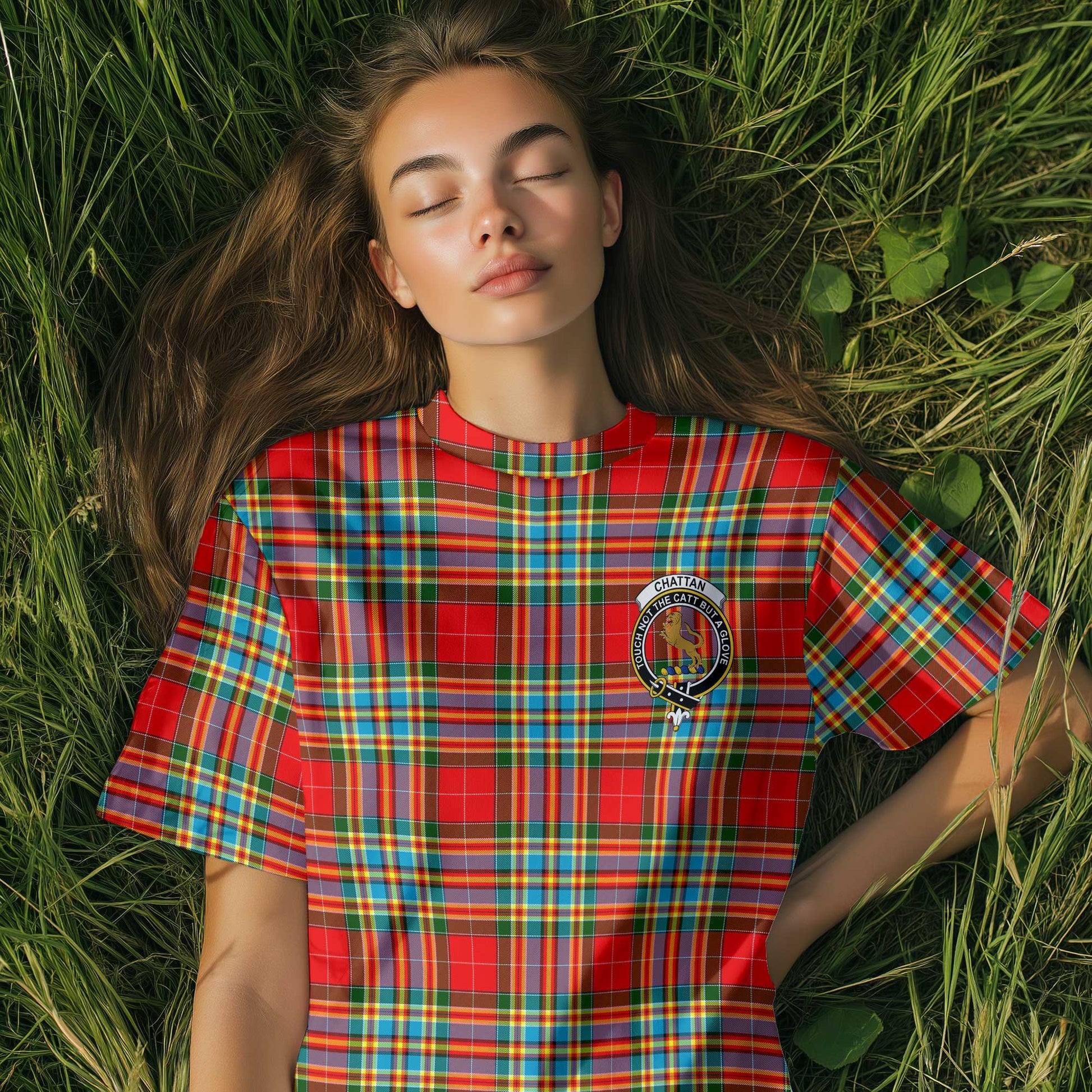 Clan Chattan Tartan Women T Shirt Crest And Plaid Basic Style