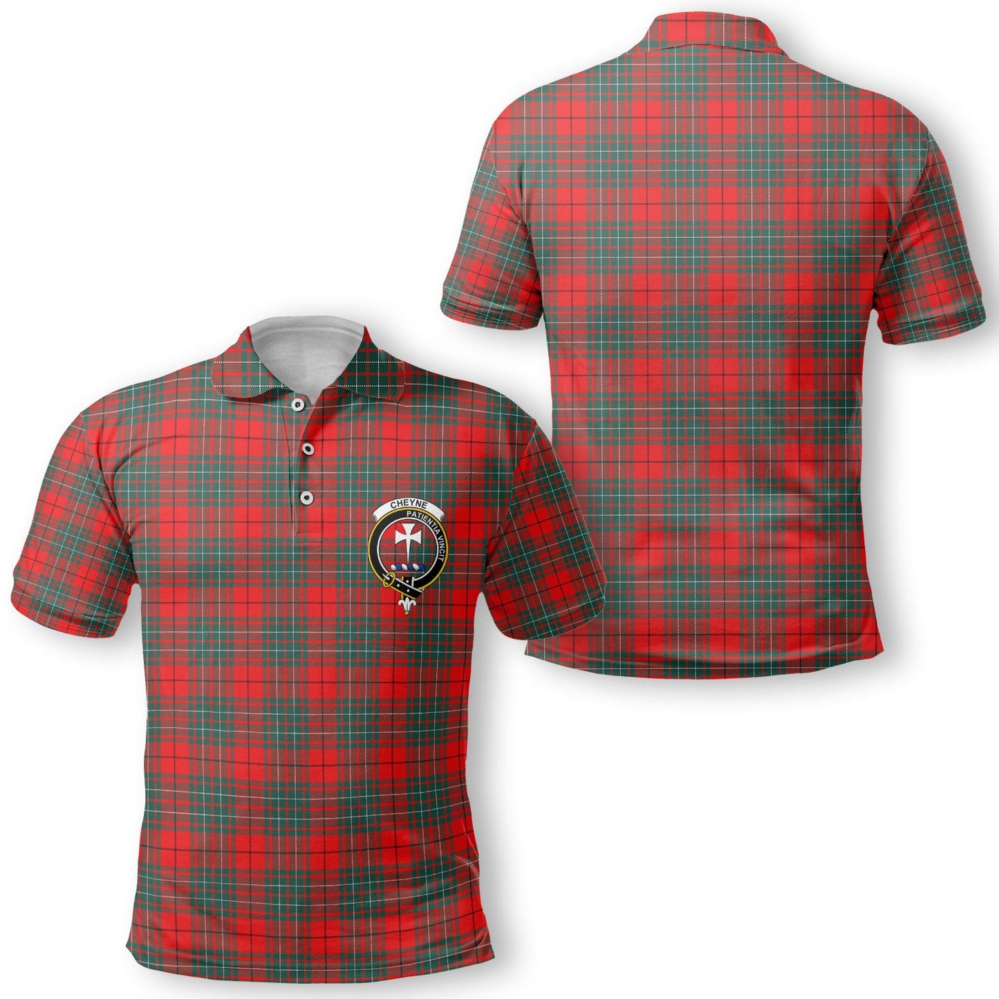 Clan Cheyne Tartan Golf Men Polo Shirt Crest And Plaid Basic Style