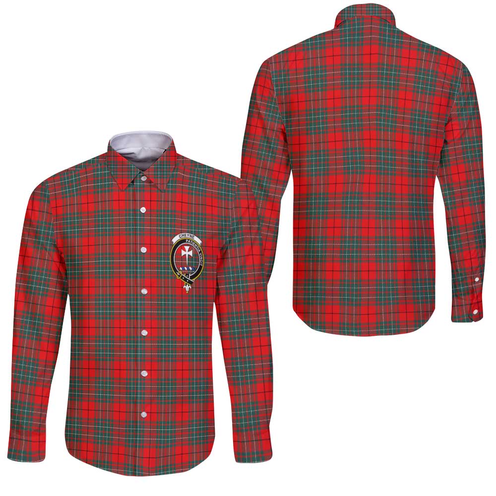 Clan Cheyne Tartan Long Sleeve Button Shirt Crest And Plaid Basic Style
