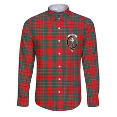 Clan Cheyne Tartan Long Sleeve Button Shirt Crest And Plaid Basic Style
