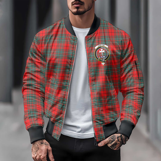 Clan Cheyne Tartan Men Bomber Jacket Crest And Plaid Basic Style