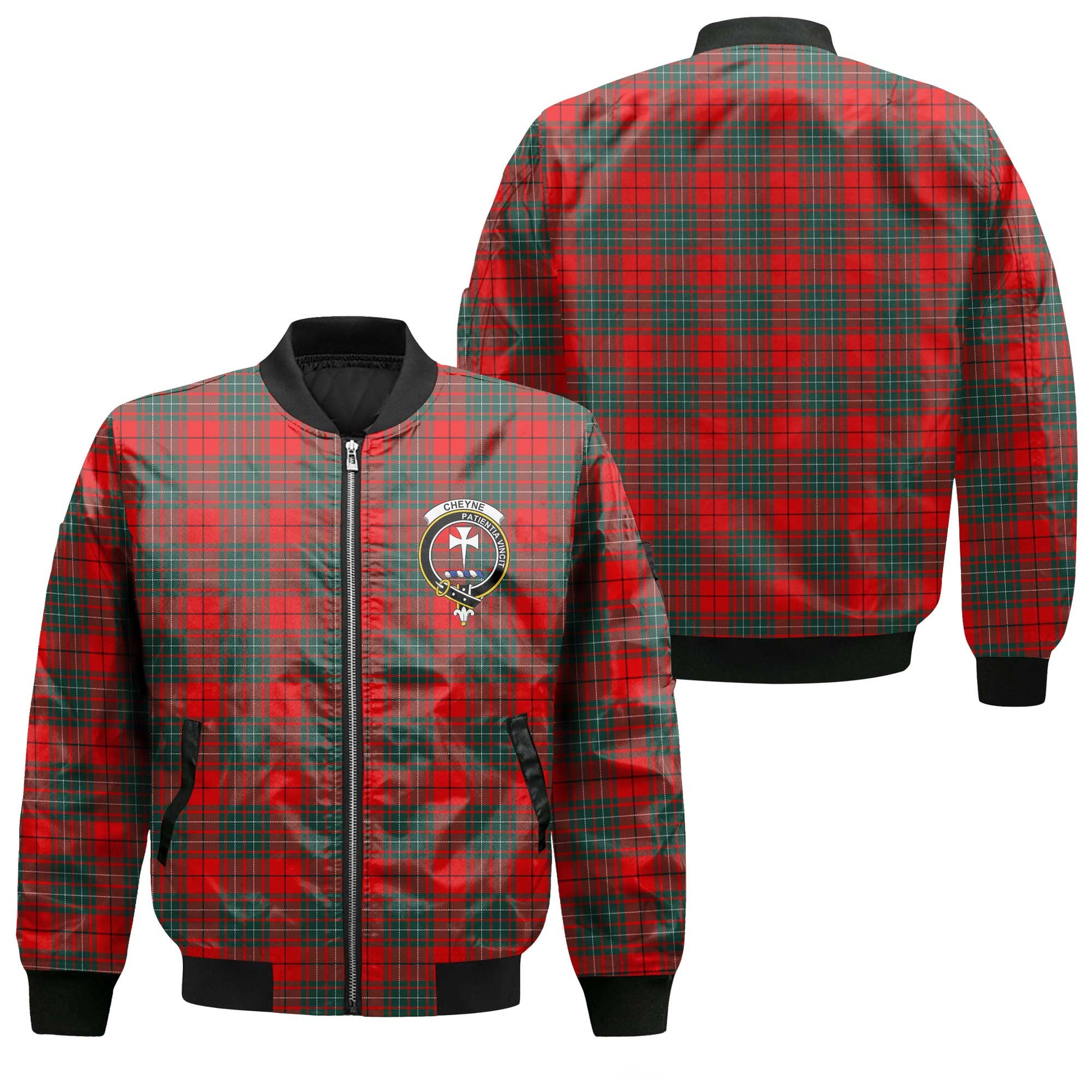 Clan Cheyne Tartan Men Bomber Jacket Crest And Plaid Basic Style