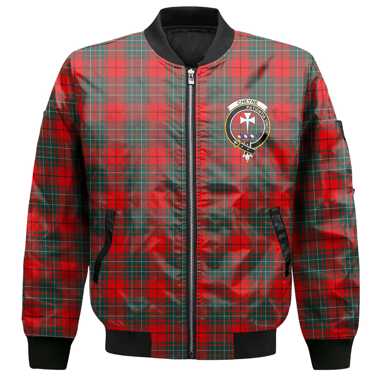 Clan Cheyne Tartan Men Bomber Jacket Crest And Plaid Basic Style