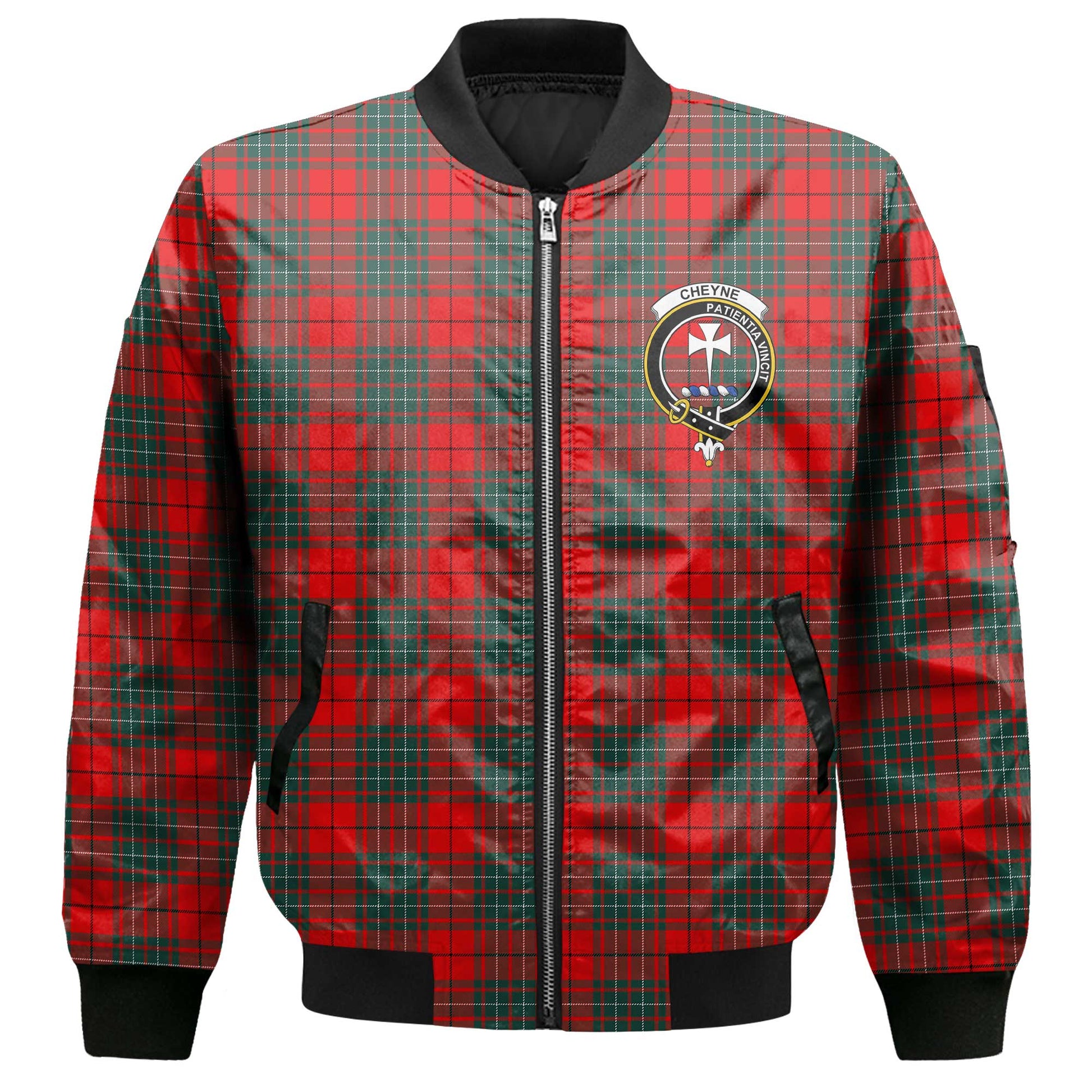 Clan Cheyne Tartan Men Bomber Jacket Crest And Plaid Basic Style