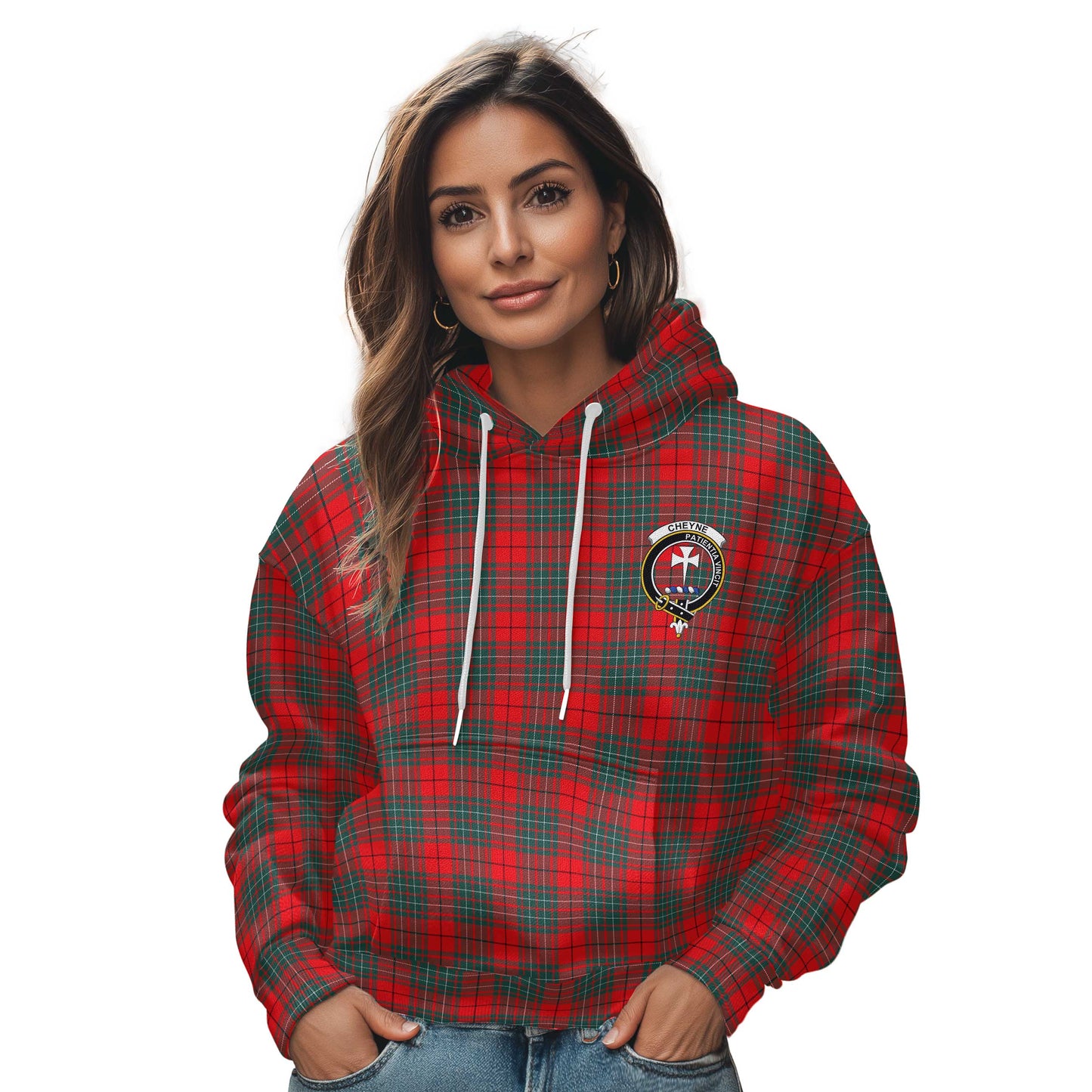 Clan Cheyne Tartan Women Hoodie Crest And Plaid Basic Style