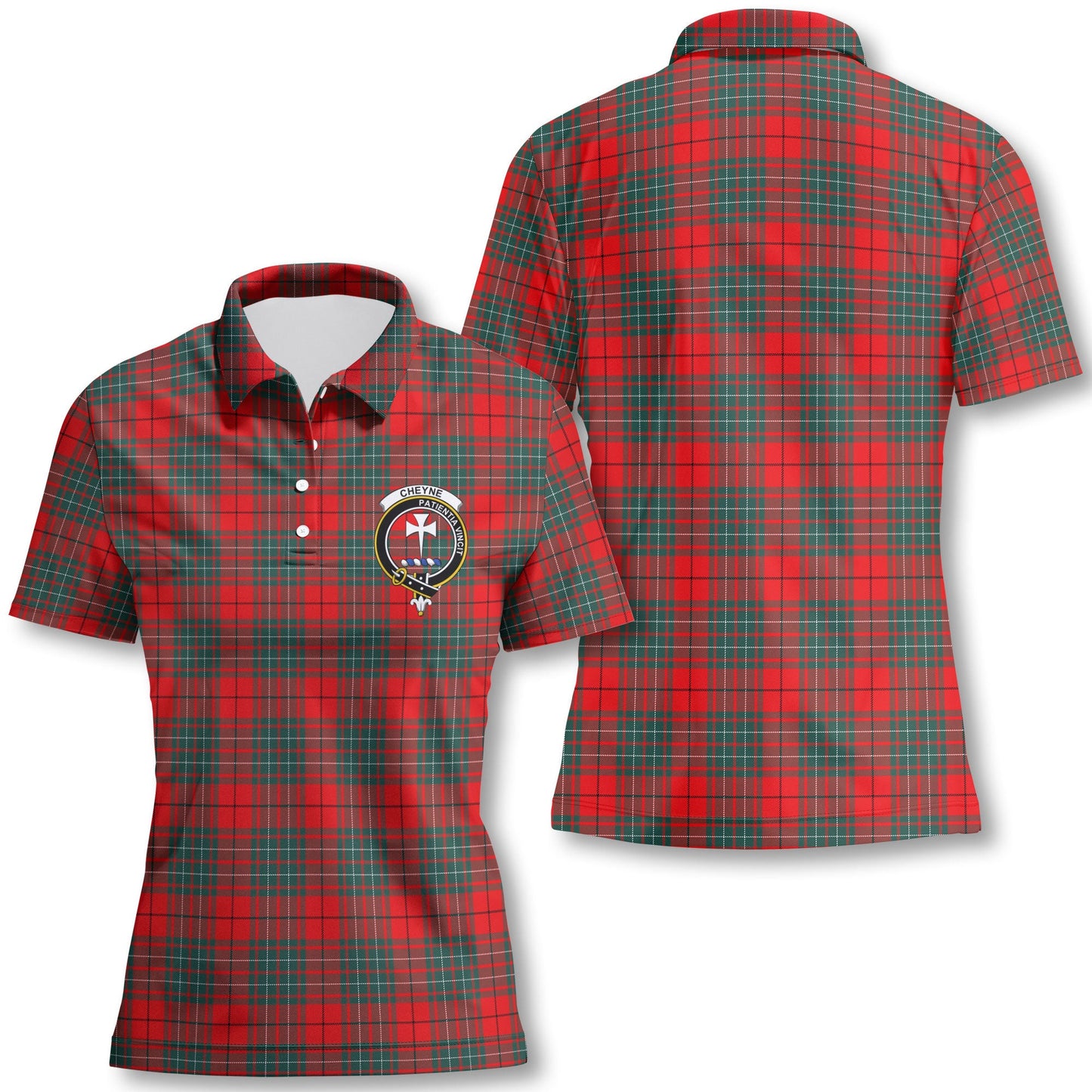 Clan Cheyne Tartan Women Polo Shirt Crest And Plaid Basic Style