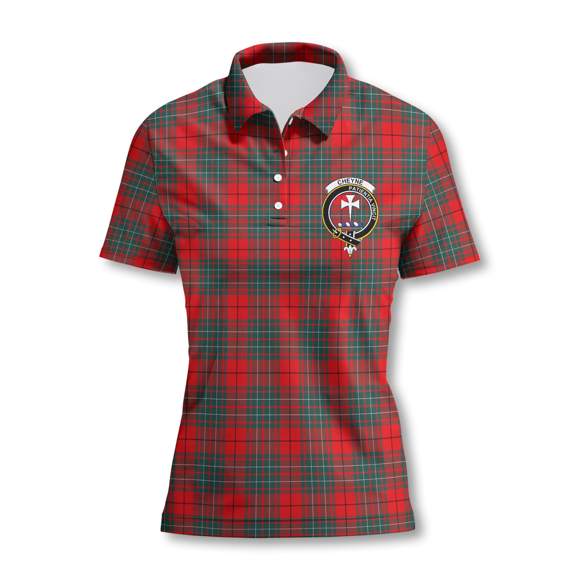 Clan Cheyne Tartan Women Polo Shirt Crest And Plaid Basic Style