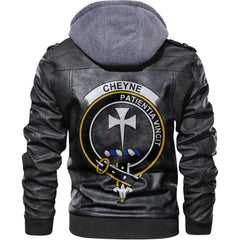 Clan Cheyne Tartan Zip Leather Jacket Crest And Plaid Basic Style