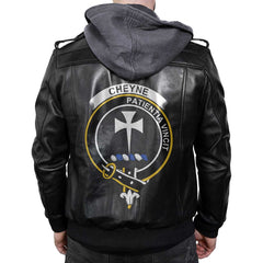 Clan Cheyne Tartan Zip Leather Jacket Crest And Plaid Basic Style