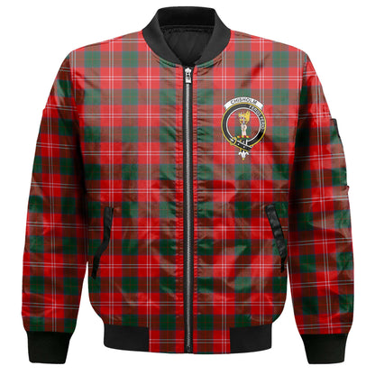 Clan Chisholm Tartan Men Bomber Jacket Crest And Plaid Basic Style