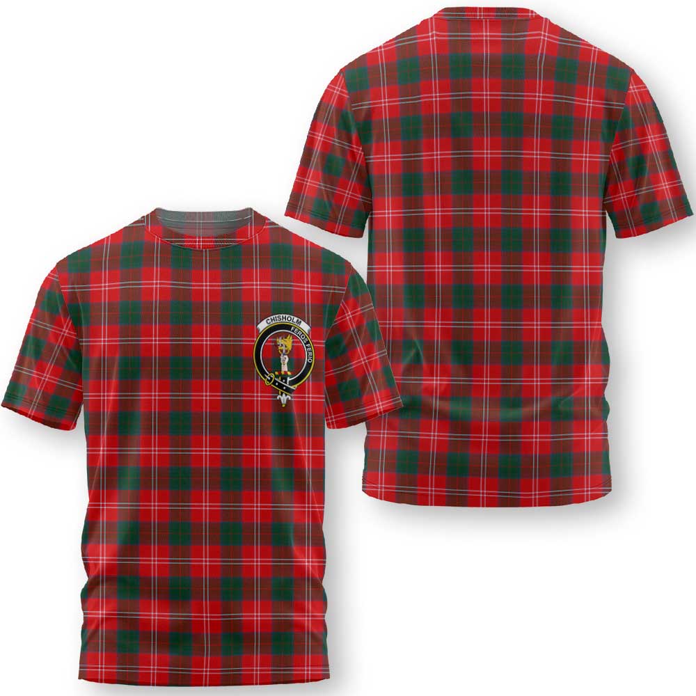 Clan Chisholm Tartan Men T Shirt Crest And Plaid Basic Style