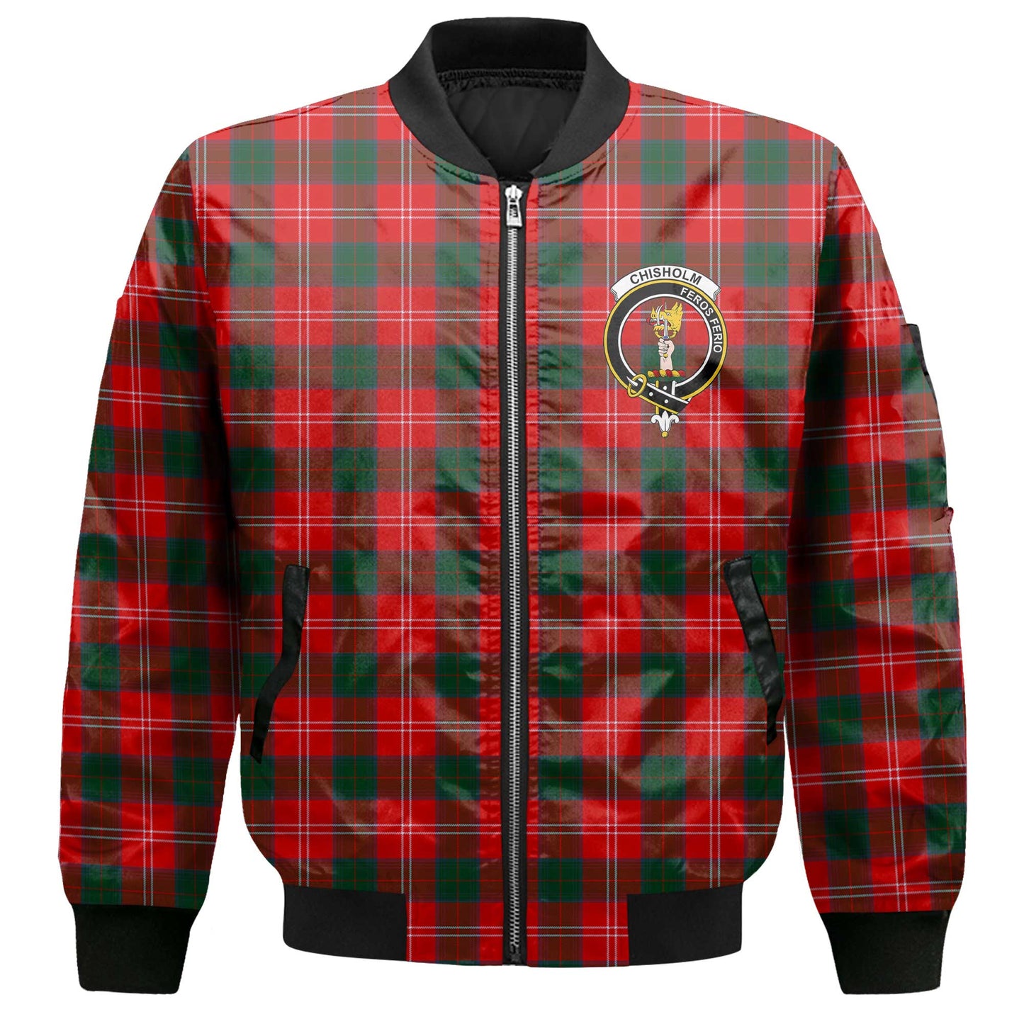 Clan Chisholm Tartan Women Bomber Jacket Crest And Plaid Basic Style