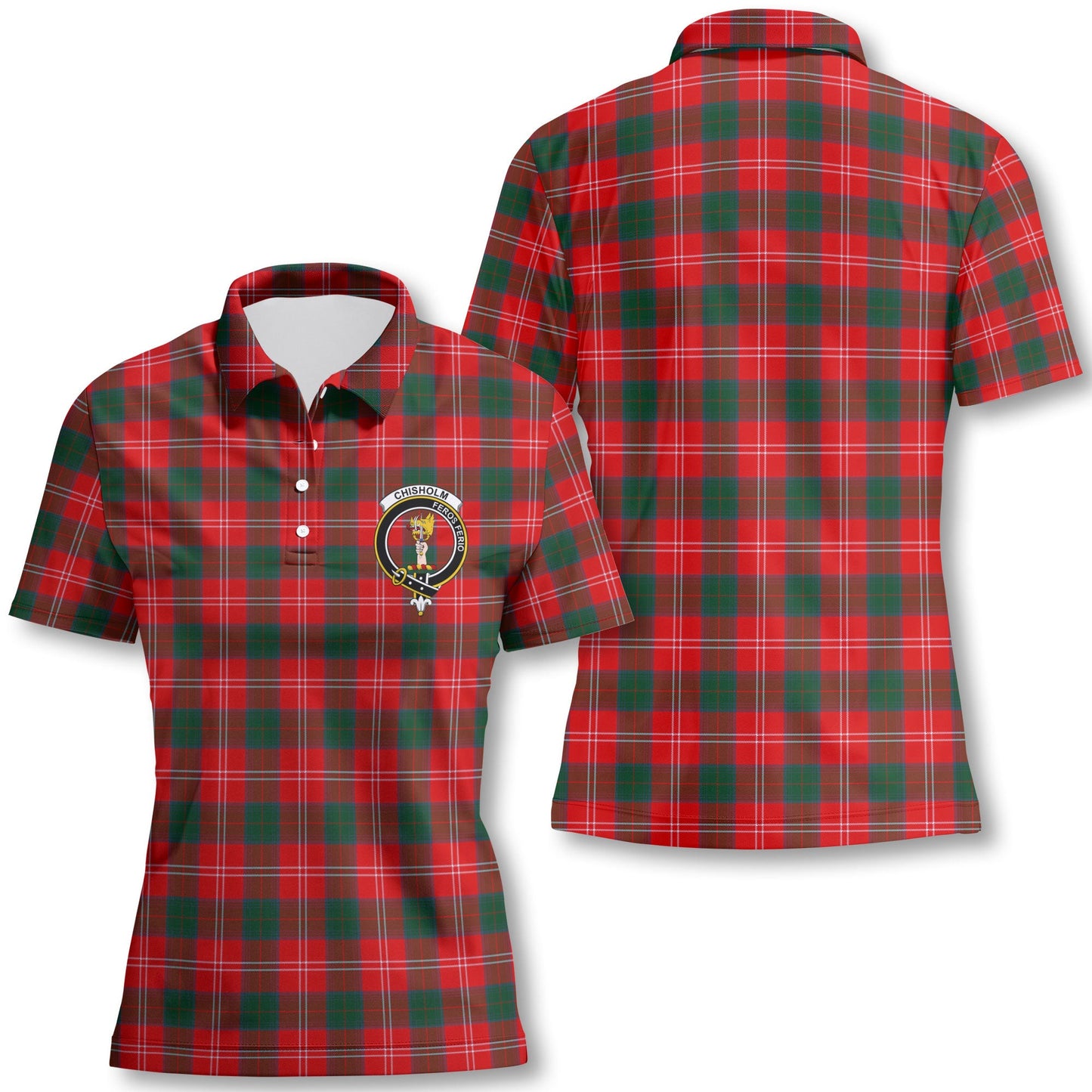 Clan Chisholm Tartan Women Polo Shirt Crest And Plaid Basic Style