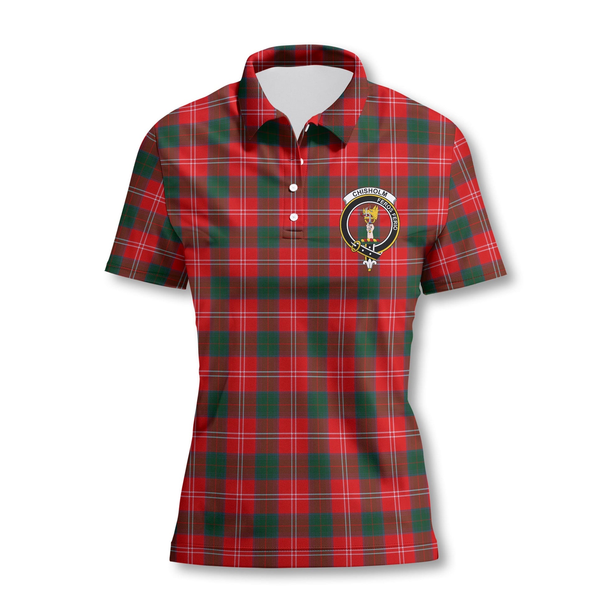 Clan Chisholm Tartan Women Polo Shirt Crest And Plaid Basic Style