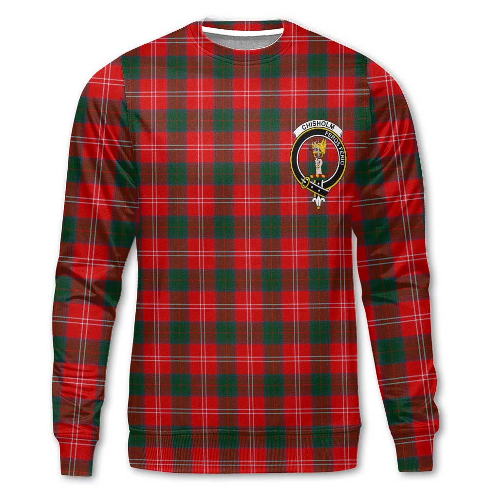 Clan Chisholm Tartan Women Sweatshirt Crest And Plaid Basic Style